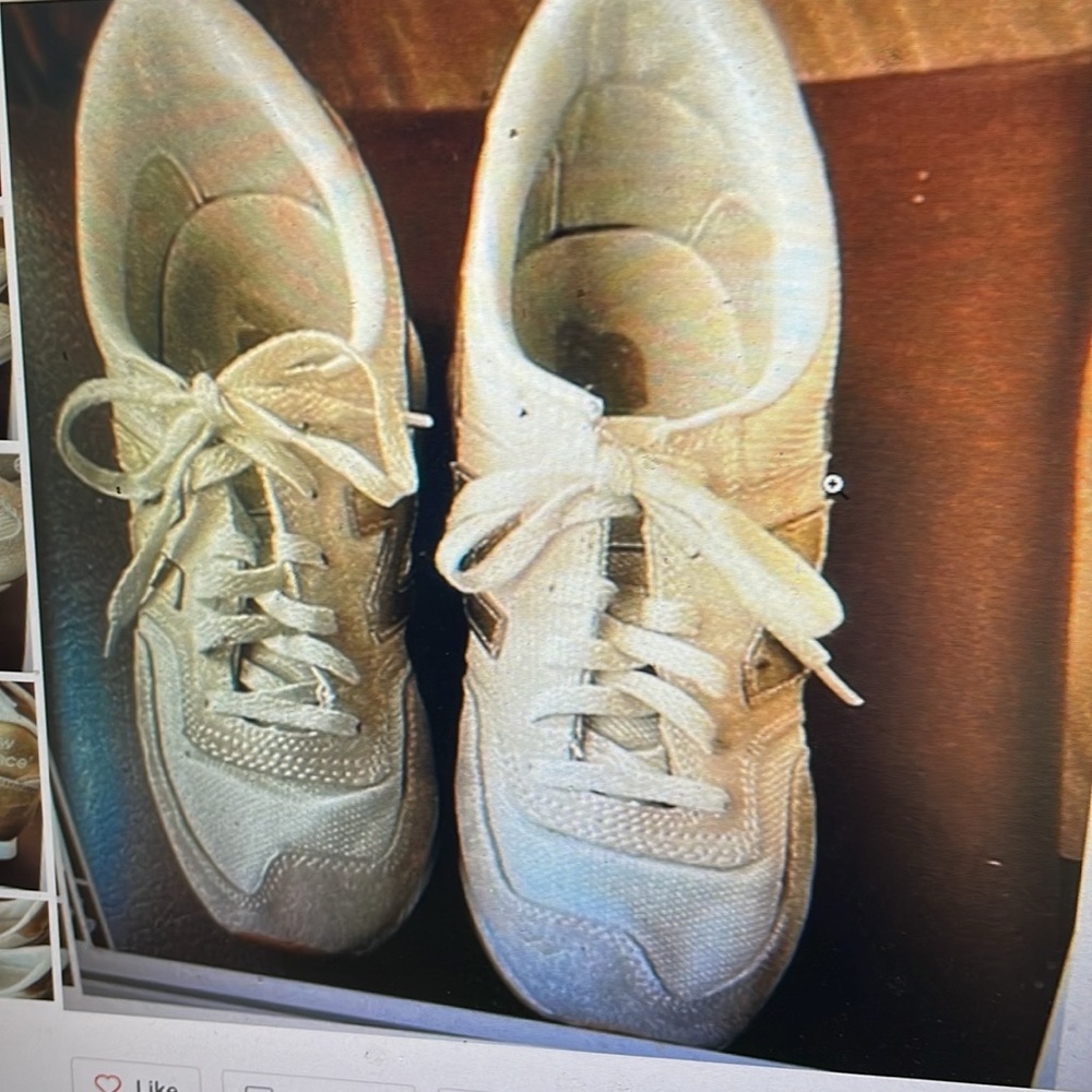 New Balance Running Shoes Sneakers White Gold 8.5